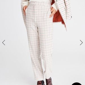 RAG & BONE Poppy High Waisted Pant in Ivory Check. Italian wool blend. Size 0.